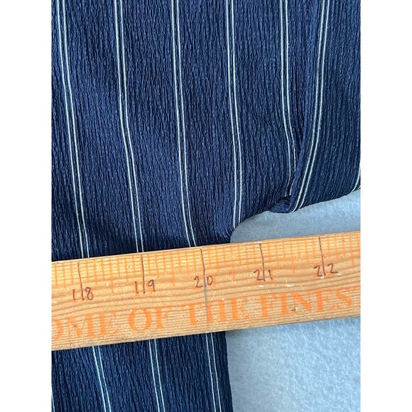 Chico’s Travlers Blouse Tunic Women’s 1(8/10) Navy Blue Strip Collard Button - Picture 7 of 8